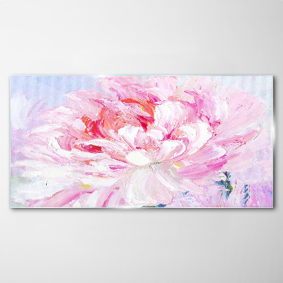 Pink peony with a delicate glow Wall art on glass