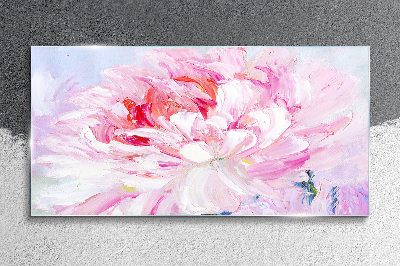 Pink peony with a delicate glow Wall art on glass