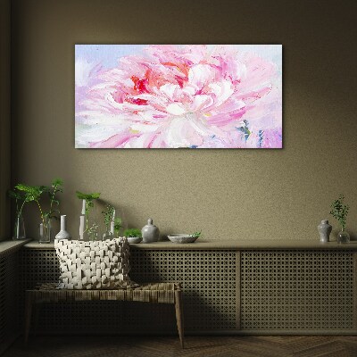 Pink peony with a delicate glow Wall art on glass