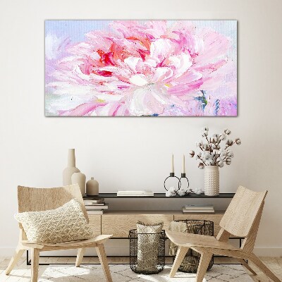Pink peony with a delicate glow Wall art on glass