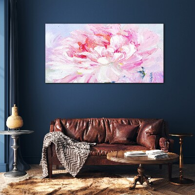 Pink peony with a delicate glow Wall art on glass