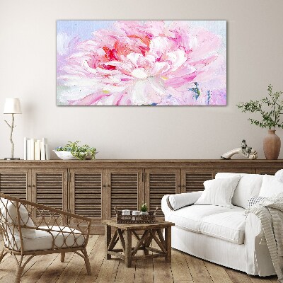 Pink peony with a delicate glow Wall art on glass
