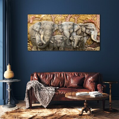 Tree animals elephants Glass Wall Art