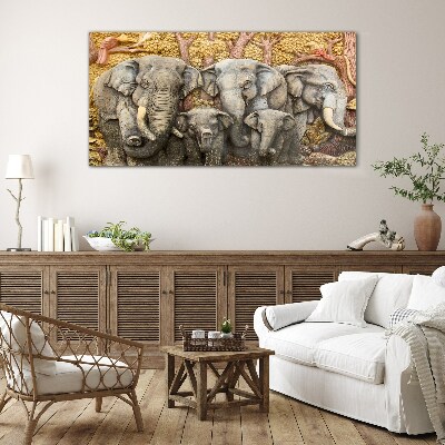Tree animals elephants Glass Wall Art