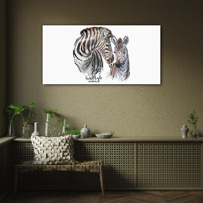 Zebra in the wild Wall art on glass