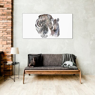 Zebra in the wild Wall art on glass