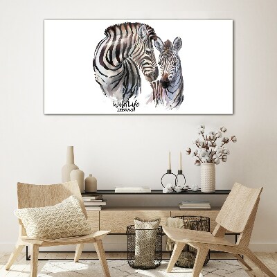 Zebra in the wild Wall art on glass