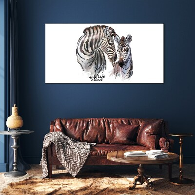 Zebra in the wild Wall art on glass