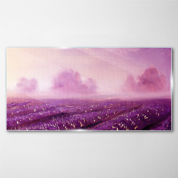 Purple landscape in the morning Glass art print