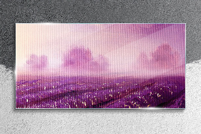 Purple landscape in the morning Glass art print
