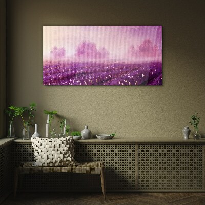 Purple landscape in the morning Glass art print