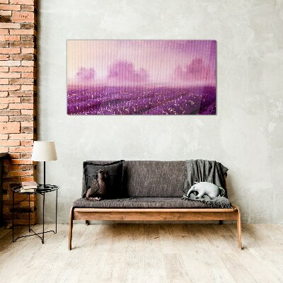 Purple landscape in the morning Glass art print