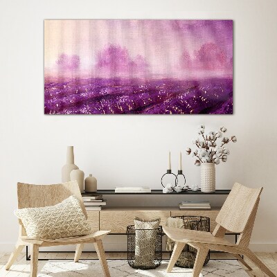 Purple landscape in the morning Glass art print
