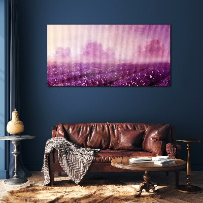 Purple landscape in the morning Glass art print