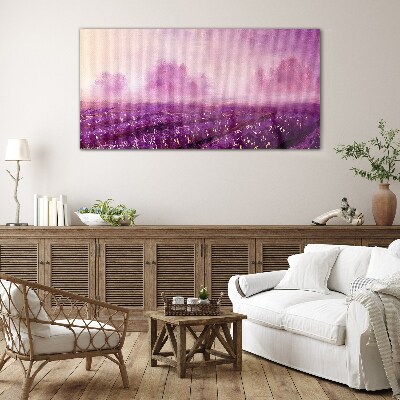 Purple landscape in the morning Glass art print