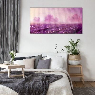 Purple landscape in the morning Glass art print