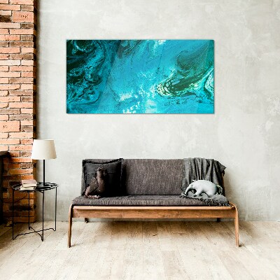 Ocean waves in blue Glass art print