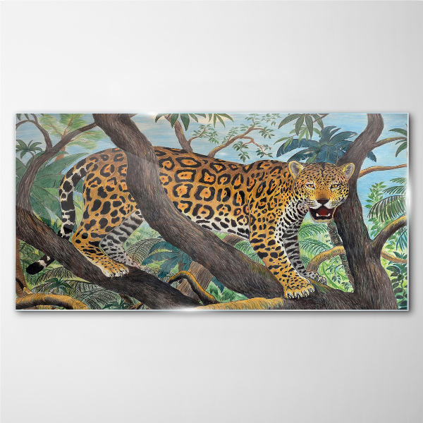 Jaguar in a tropical forest Wall art on glass