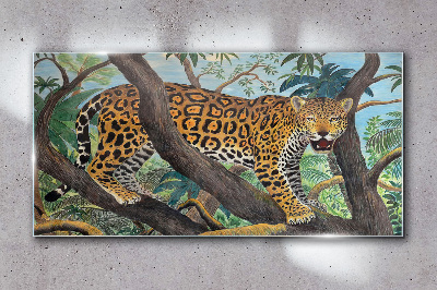 Jaguar in a tropical forest Wall art on glass