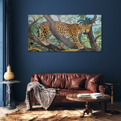 Jaguar in a tropical forest Wall art on glass