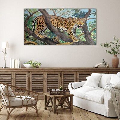 Jaguar in a tropical forest Wall art on glass