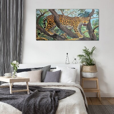 Jaguar in a tropical forest Wall art on glass