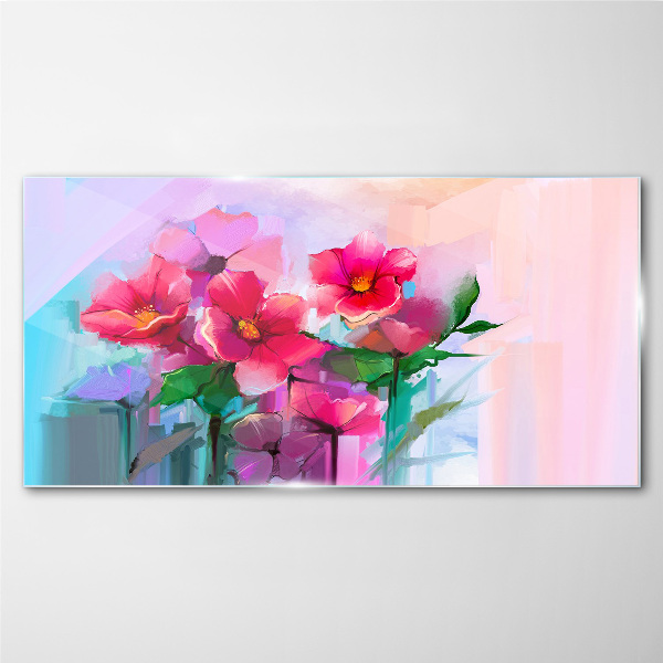 Flower dance in pastel colors Glass art print