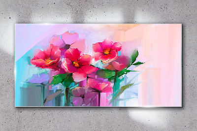 Flower dance in pastel colors Glass art print