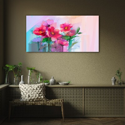 Flower dance in pastel colors Glass art print