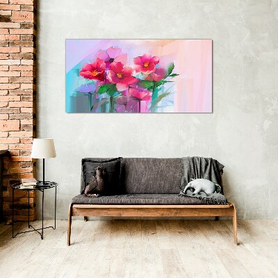 Flower dance in pastel colors Glass art print