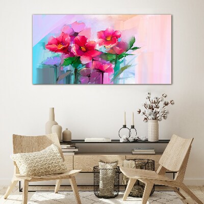 Flower dance in pastel colors Glass art print