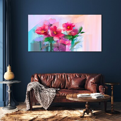 Flower dance in pastel colors Glass art print