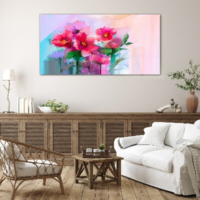 Flower dance in pastel colors Glass art print