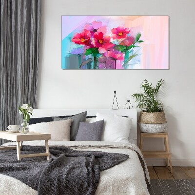 Flower dance in pastel colors Glass art print