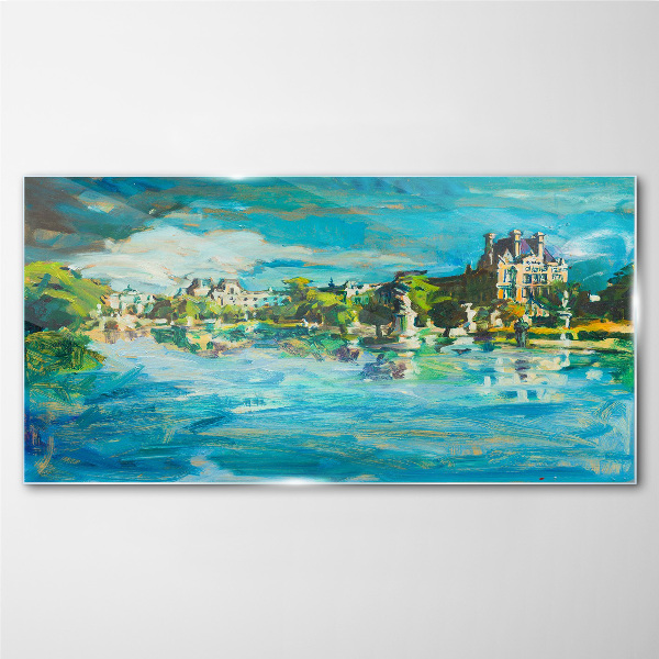 The reservoir in the sunlight Glass art print