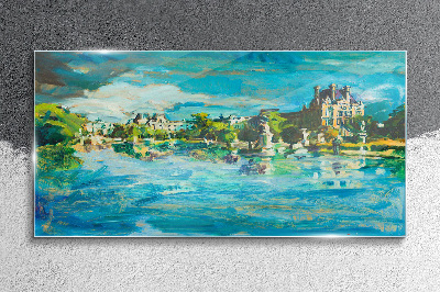 The reservoir in the sunlight Glass art print