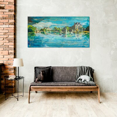 The reservoir in the sunlight Glass art print