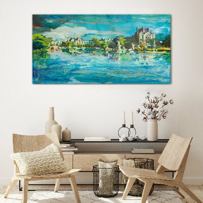 The reservoir in the sunlight Glass art print