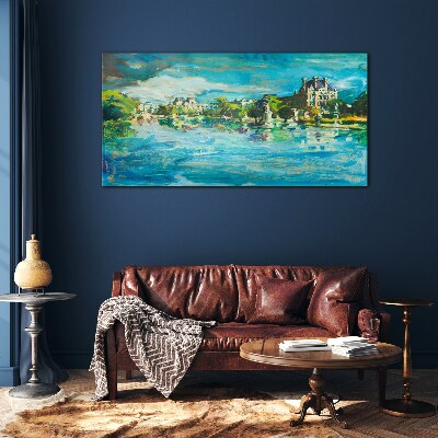 The reservoir in the sunlight Glass art print