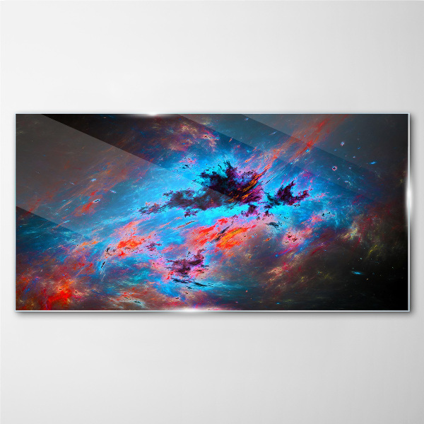 Cosmic dance of colors Glass art print