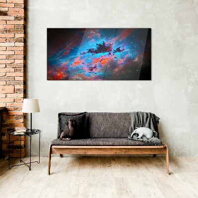 Cosmic dance of colors Glass art print
