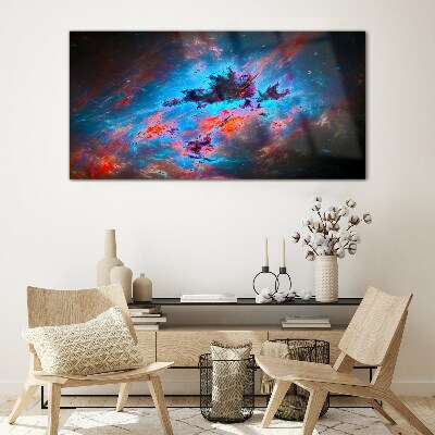 Cosmic dance of colors Glass art print