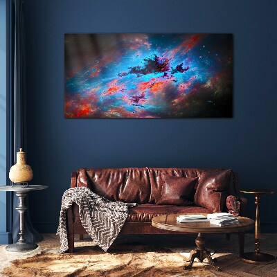 Cosmic dance of colors Glass art print