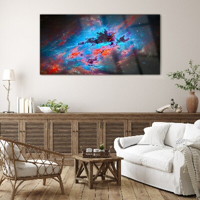 Cosmic dance of colors Glass art print