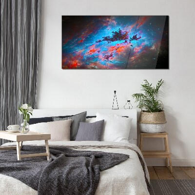 Cosmic dance of colors Glass art print