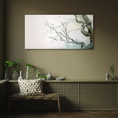 Delicate branches in watercolor Glass art print