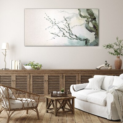 Delicate branches in watercolor Glass art print