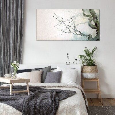 Delicate branches in watercolor Glass art print