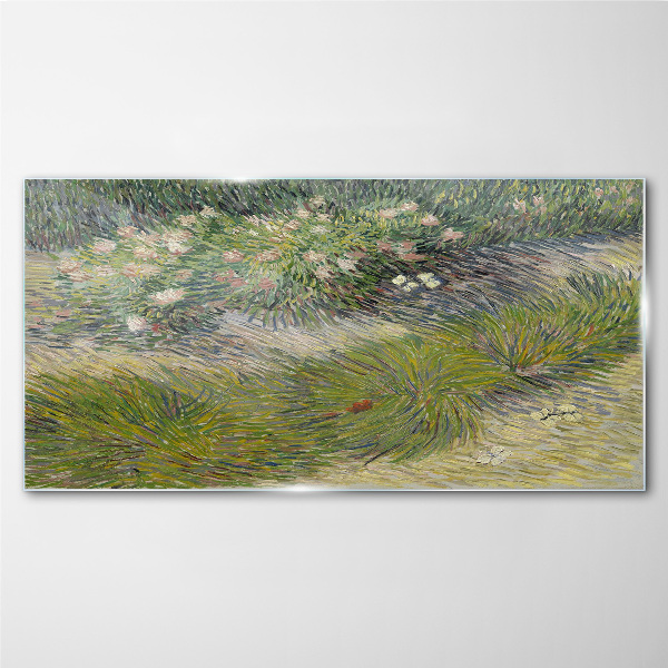 Flowers in the grass Wall art on glass