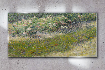 Flowers in the grass Wall art on glass